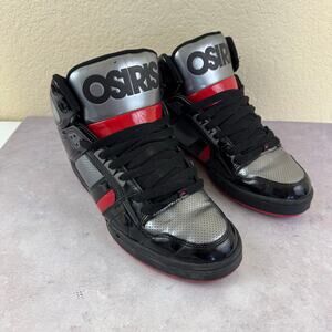 Osiris NYC 83 VLC Shoes Mens Size 11.5 Silver Black Red High Top Skate Sneakers
